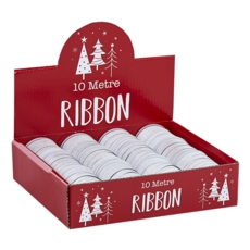 RIBBON COP,Silver Glitter 10mm x 10M