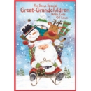 XMAS CARDS,Great Grandchildren 6's Sleghing Santa