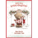 XMAS CARDS,Granddaughter 6's Teddy at Fireplace