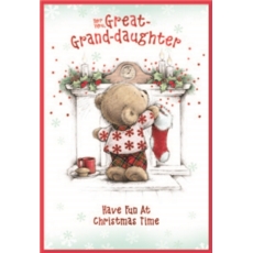XMAS CARDS,Great Granddaughter 6's Teddy at Fireplace