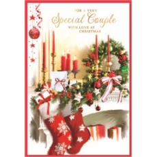 XMAS CARDS,Special Couple 6's Decorated Fireplace