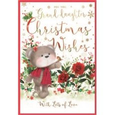 XMAS CARDS,Granddaughter 6's Floral Teddy with Robin