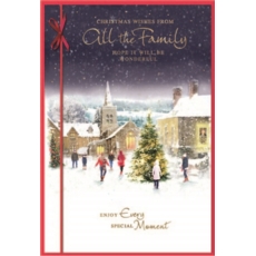 XMAS CARDS,From All the Family 6's Snowy Village Scene