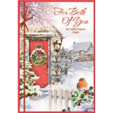 XMAS CARDS,To Both 6's Snowy Front Door & Robin
