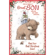 XMAS CARDS,Son 6's Bear Carrying Presents