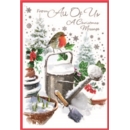 XMAS CARDS,From All of Us 6's Robin in Snowy Garden