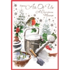 XMAS CARDS,From All of Us 6's Robin in Snowy Garden