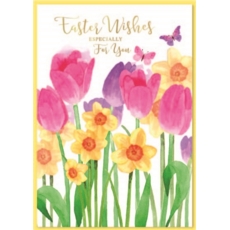 EASTER CARDS,Open 6's Daffodils & Tulips
