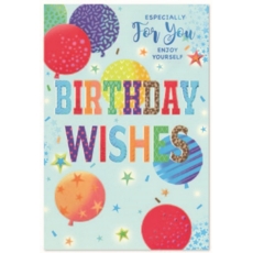BIRTHDAY CARDS,Open 6's Balloons & Stars
