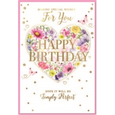 BIRTHDAY CARDS,Open 6's Floral Heart