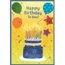 BIRTHDAY CARDS,Open 6's Birthday Cake & Balloons