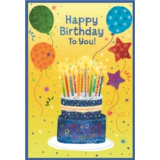 BIRTHDAY CARDS,Open 6's Birthday Cake & Balloons