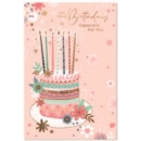BIRTHDAY CARDS,Open 6's Birthday Cake & Candles