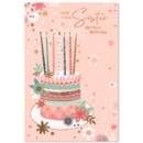 BIRTHDAY CARDS,Sister 6's Birthday Cake & Candles