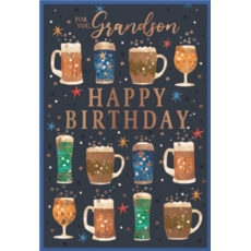 BIRTHDAY CARDS,Grandson 6's Beer Glasses