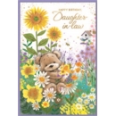 BIRTHDAY CARDS,Daughter in Law 6's Teddy in Flowerbed