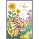 BIRTHDAY CARDS,Mum 6's Teddy in Flowerbed