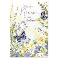 BIRTHDAY CARDS,Niece 6's Wild Flowers & Butterflies