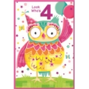 AGE 4 CARDS,Female 6's Owl & Balloons
