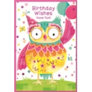BIRTHDAY CARDS,Open 6's Owl & Balloons