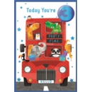 AGE 3 CARDS,Male 6's Bus & Animals