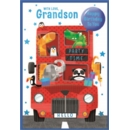 BIRTHDAY CARDS,Grandson 6's Bus & Animals