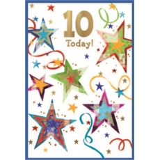 AGE 10 CARDS,Male 6's Stars & Streamers