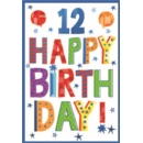 AGE 12 CARDS,Male 6's Balloons & Stars