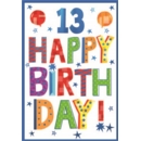 AGE 13 CARDS,Male 6's Balloons & Stars