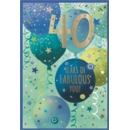AGE 40 CARDS,Male 6's Blue Balloons