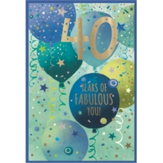 AGE 40 CARDS,Male 6's Blue Balloons