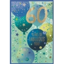 AGE 60 CARDS,Male 6's Blue Balloons
