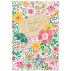 BIRTHDAY CARDS,Open 6's Floral Butterflies