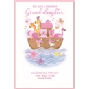 GRANDDAUGHTER CONGRATS. CARDS, 6's Noah's Ark Pink