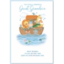 GREAT GRANDSON CONGRATS. CARDS 6's Noah's Ark Blue