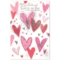 ANNIVERSARY CARDS,Brother & Sister in Law 6's Pink Hearts