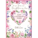 ANNIVERSARY CARDS,Son & Daug. in Law 6's Floral Heart