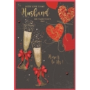 VALENTINE'S CARDS,Husband 6's Glasses of Bubbly & Hearts