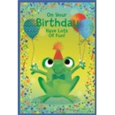 BIRTHDAY CARDS,Open 6's Frog & Balloons