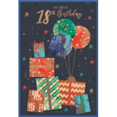 AGE 18 CARDS,Male 6's Presents & Balloons