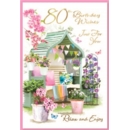 AGE 80 CARDS,Female 6's Floral Garden Seat