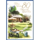 AGE 80 CARDS,Male 6's Back Garden Scene