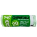 TUFFY CADDY SACK BAG 7 Litre Compostable 39x39cm 20's