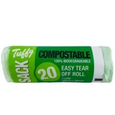 TUFFY CADDY SACK BAG 7 Litre Compostable 39x39cm 20's