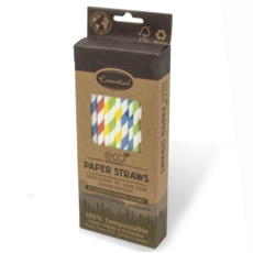 DRINKING STRAWS,Striped, Paper, Asst Col. 50's H/pk