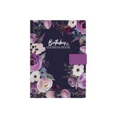 ADDRESS & BIRTHDAY BOOK, A5 A-Z Index, Purple Floral CDU