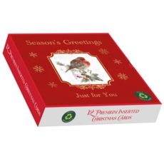 BOXED CARDS,Premium,Winter Robin Square 10's (Was 5.99)