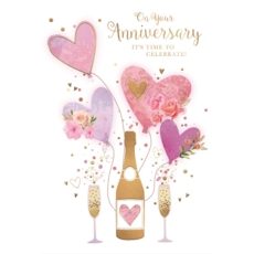 GREETING CARDS,Your Anni.6's Bubbly & Heart Balloons