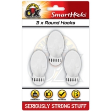 SMART HOOKS,Large Round 3's White Removable I/cd