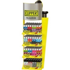CLIPPER LIGHTERS, 4 Teir Stand 160 + 40 F.O.C. Asst Des.